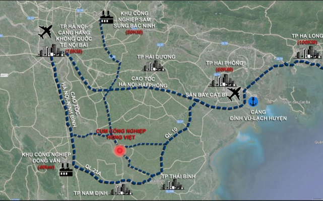 Vị trí cụm công nghiệp hồng việt